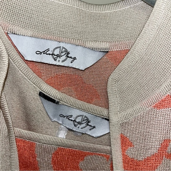 Ming Wang cardigan twinset two piece sweater jacket tank tan medium m - Picture 7 of 7